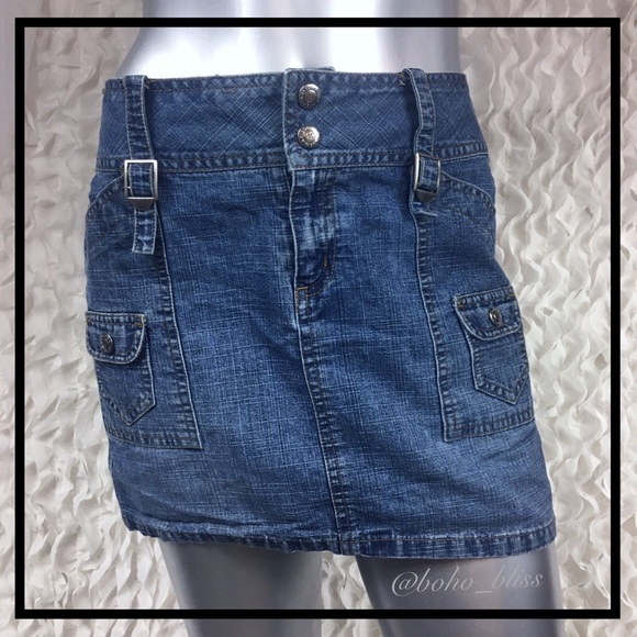 ARIZONA | Blue Jean Denim Mini Skirt with Pockets - Picture 2 of 6